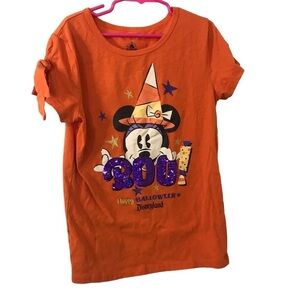 3/$15 Disney kids happy Halloween Disneyland orange sequin t-shirt size L